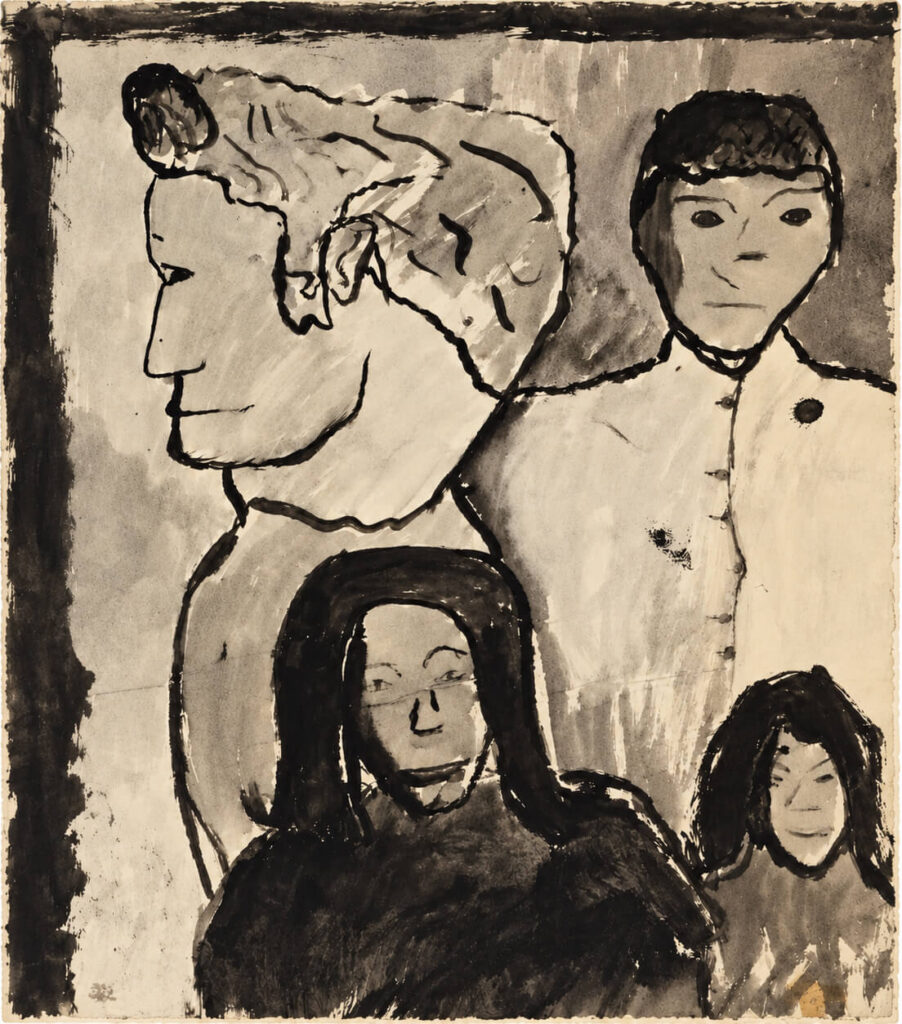 Drawing of a family. There are four members depicted.