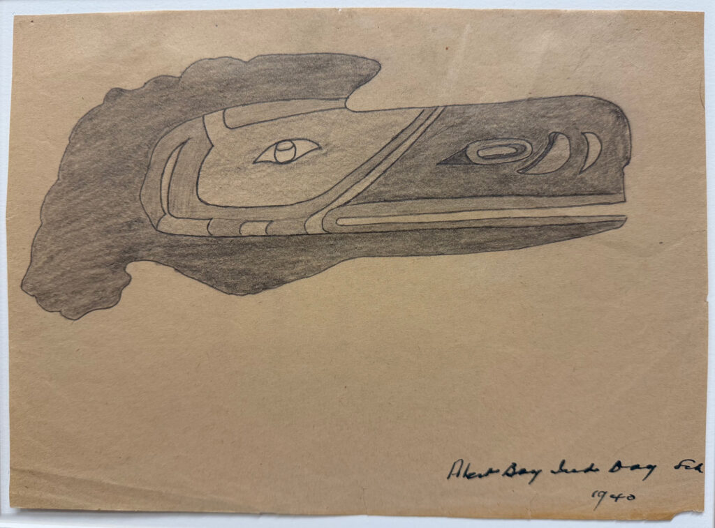 Pencil drawing of a Raven mask