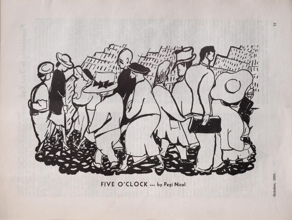 Illustration of a group of people in a city scape