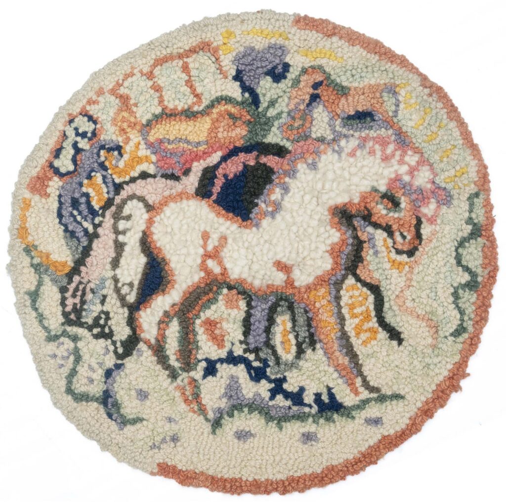 Hook rug design depicting horses