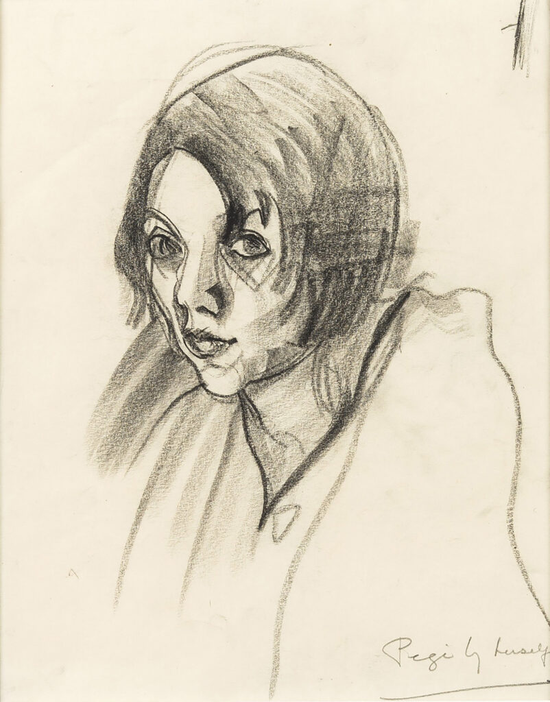 Illustration simple représentant une femme regardant vers le spectateur, aux cheveux courts, portant un t-shirt à col en V